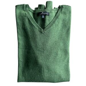 Marc Anthony Cotton Cashmere V-Neck Sweater Forest Green Ribbed XL